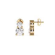 Round Lab-Grown Diamond Teardrop Two-Stone Earrings 1.60 CTW – 4 Stones | Push-Back | 10K, 14K, 18K White, Yellow & Rose Gold | IGI Certified